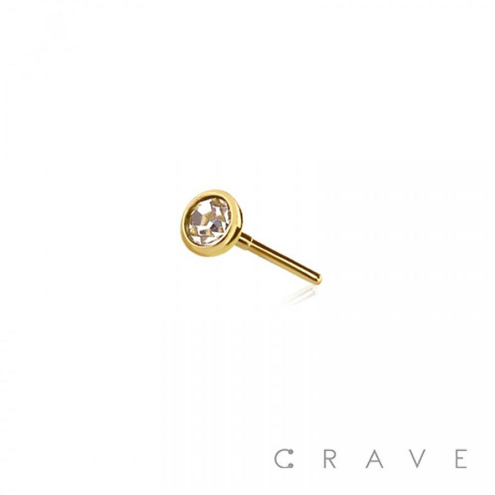 CZ Threadless Push-In Labret Gold - Picture 2 of 5